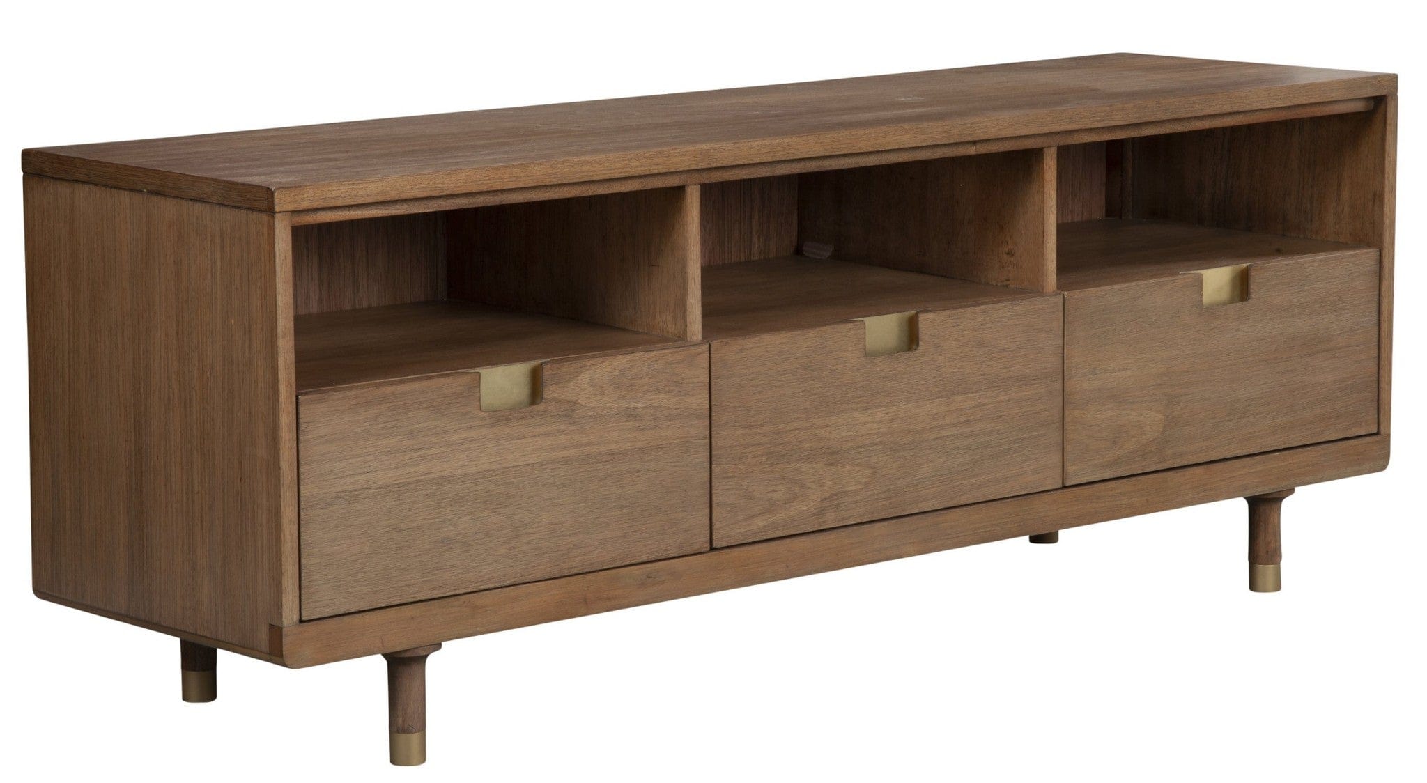 64" Sand Solid Wood Open shelving TV Stand - Homeroots