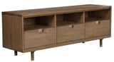 64" Sand Solid Wood Open shelving TV Stand - Homeroots