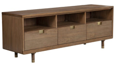 64" Sand Solid Wood Open shelving TV Stand - Homeroots