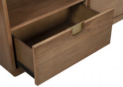64" Sand Solid Wood Open shelving TV Stand - Homeroots