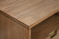 64" Sand Solid Wood Open shelving TV Stand - Homeroots