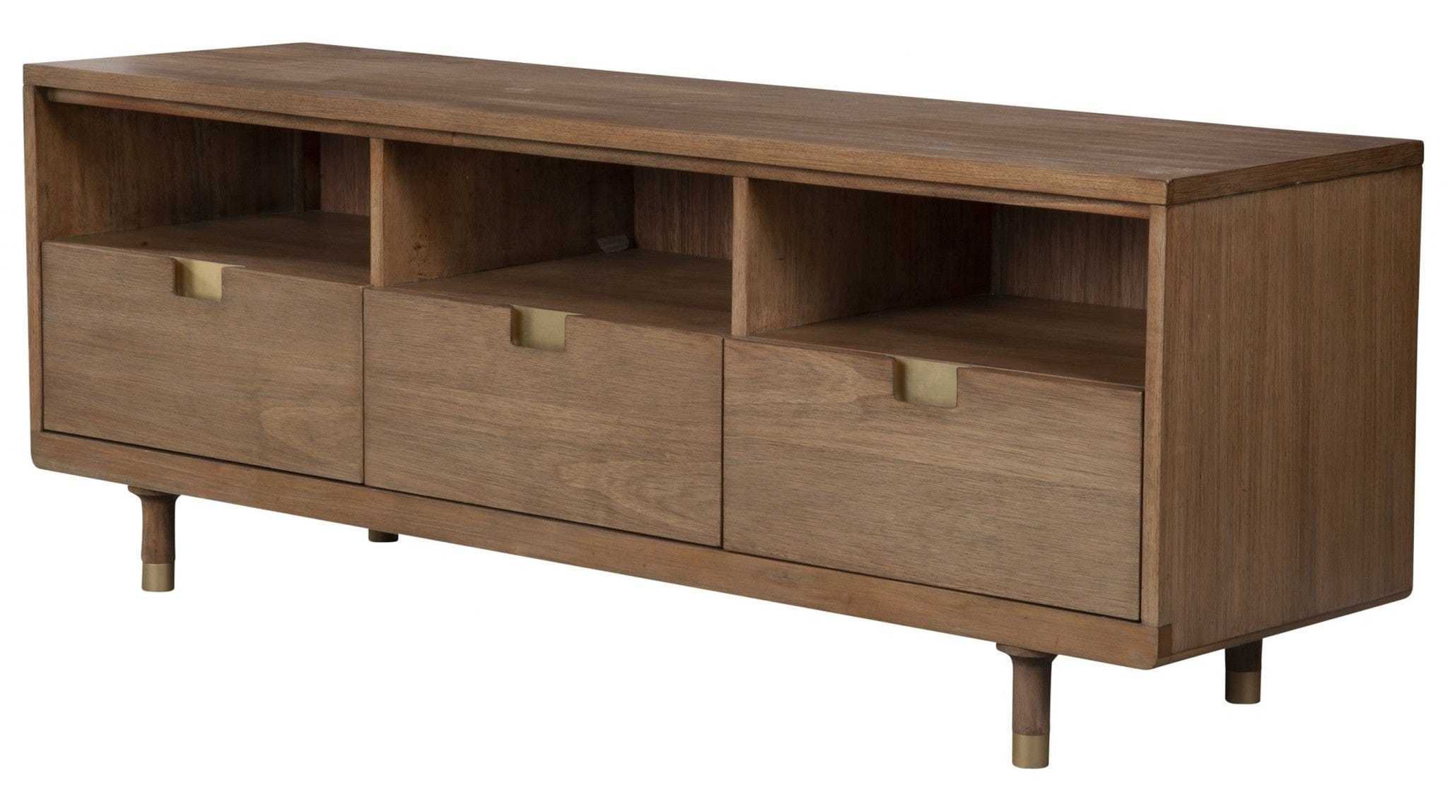 64" Sand Solid Wood Open shelving TV Stand - Homeroots