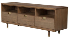 64" Sand Solid Wood Open shelving TV Stand - Homeroots