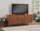 64" Brown TV Stand with Drawers and Sliding Door - Homeroots