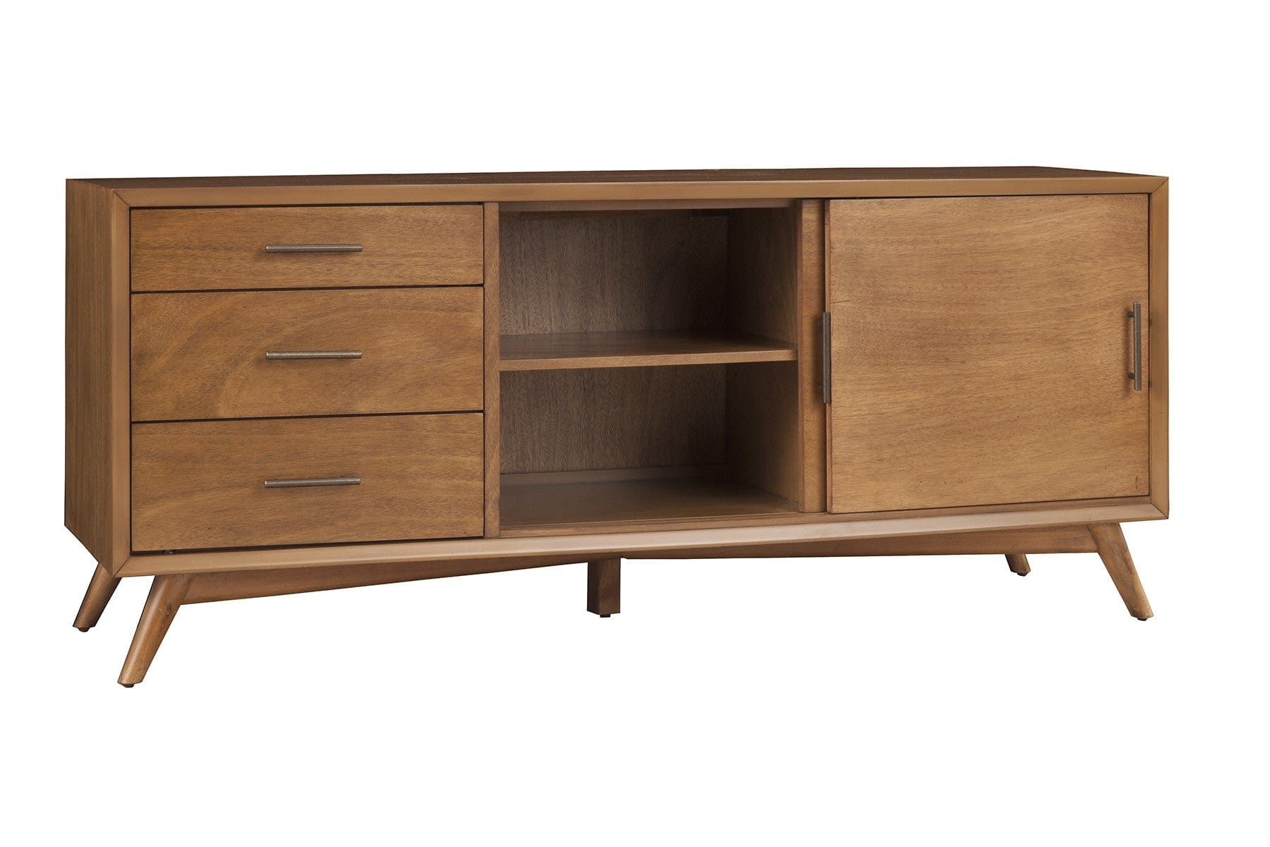 64" Brown TV Stand with Drawers and Sliding Door - Homeroots - Flyclothing LLC