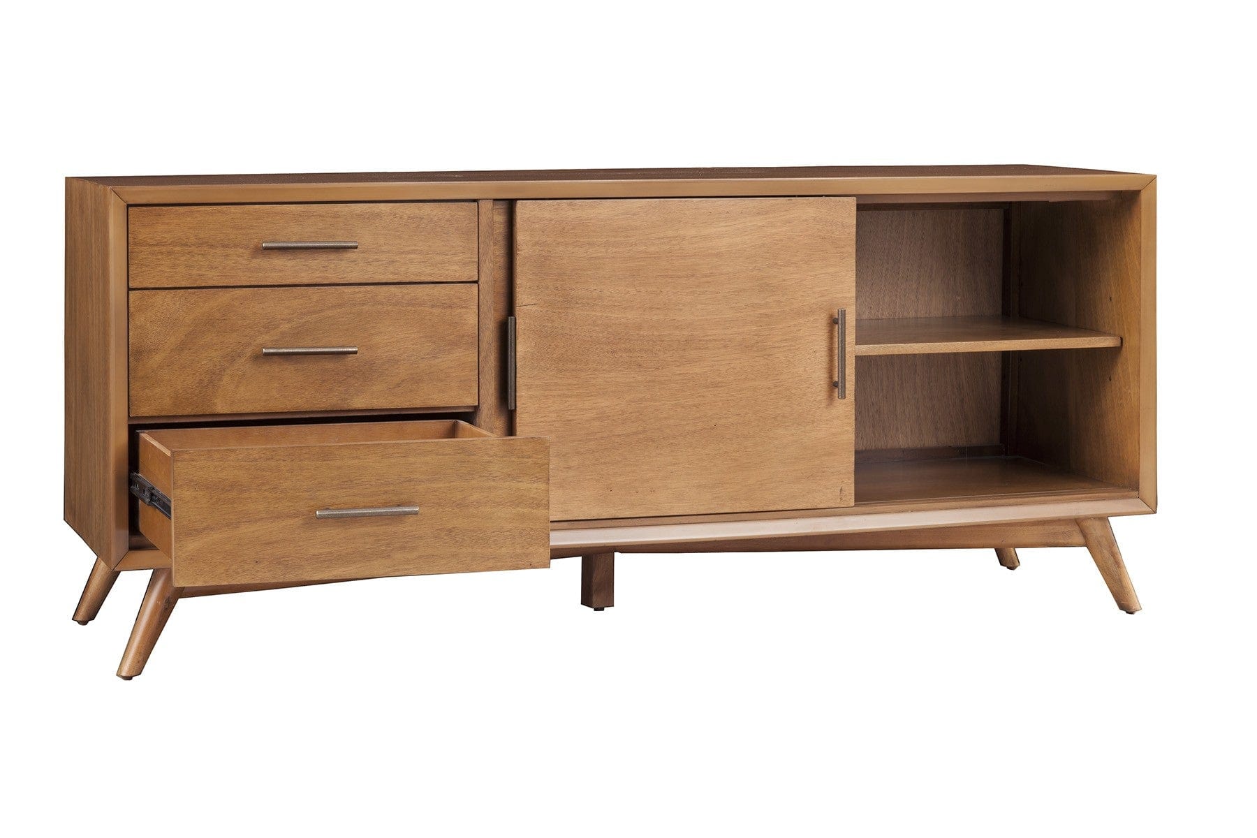 64" Brown TV Stand with Drawers and Sliding Door - Homeroots - Flyclothing LLC