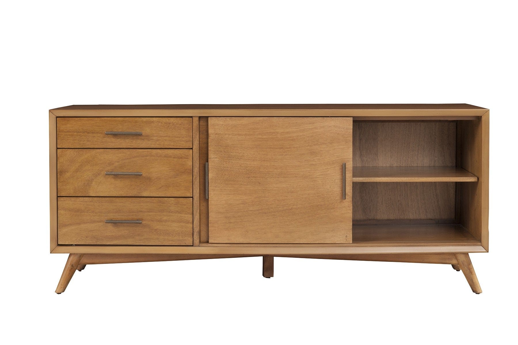 64" Brown TV Stand with Drawers and Sliding Door - Homeroots - Flyclothing LLC
