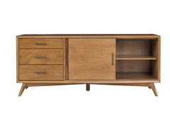 64" Brown TV Stand with Drawers and Sliding Door - Homeroots