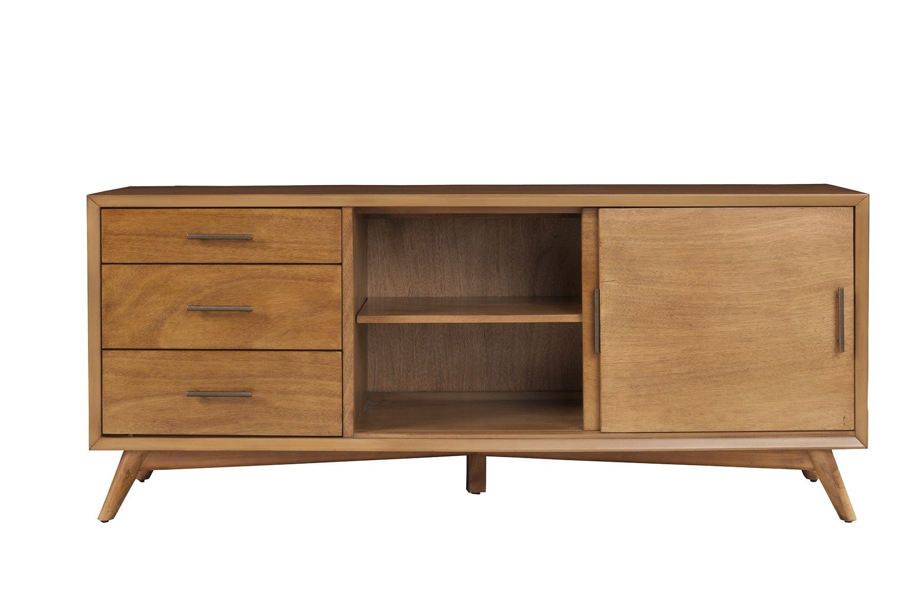 64" Brown TV Stand with Drawers and Sliding Door - Homeroots - Flyclothing LLC