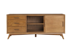 64" Brown TV Stand with Drawers and Sliding Door - Homeroots