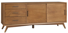 64" Brown TV Stand with Drawers and Sliding Door - Homeroots