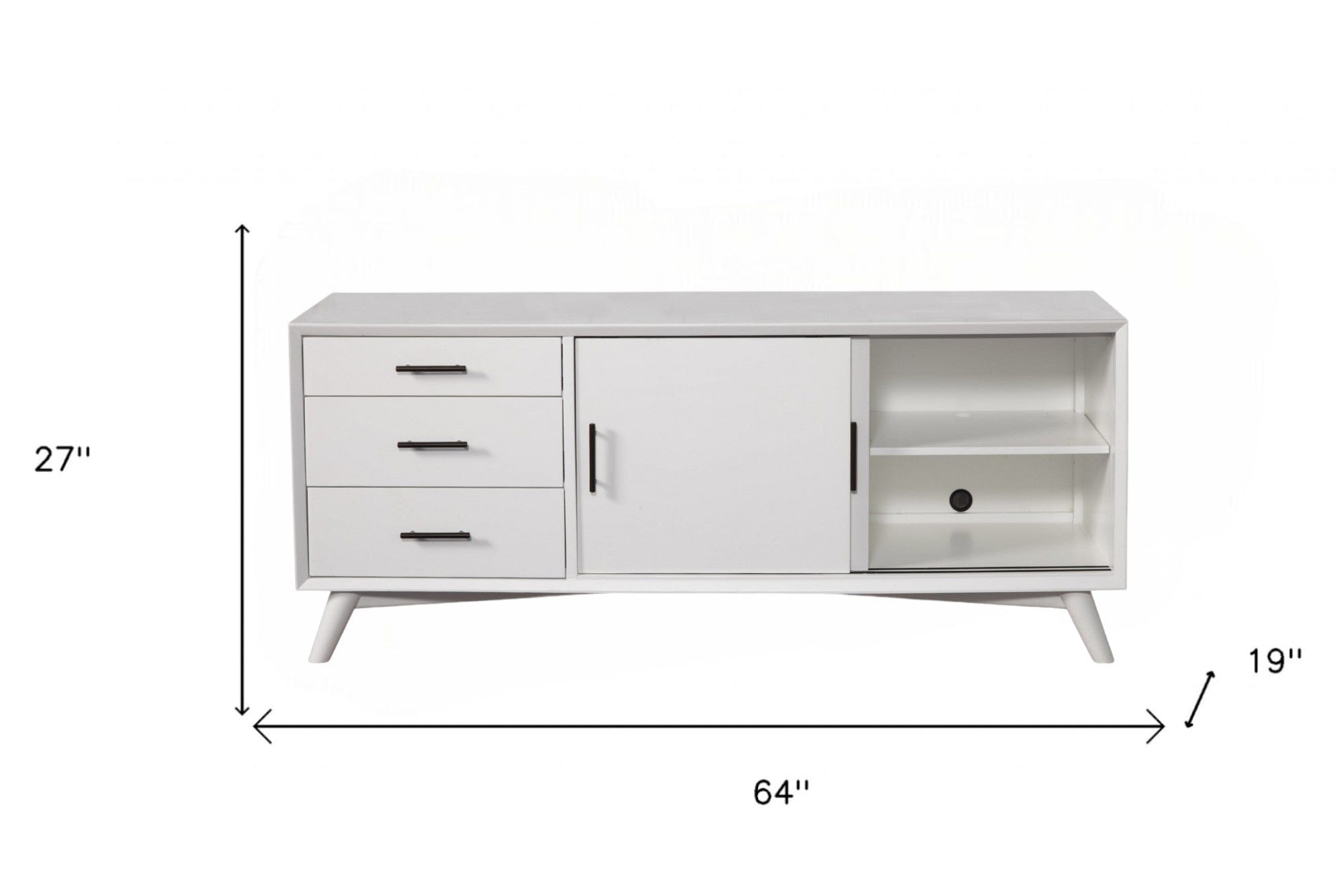 64" White Mahogany Solids Okoume And Veneer Open Shelving TV Stand - Homeroots