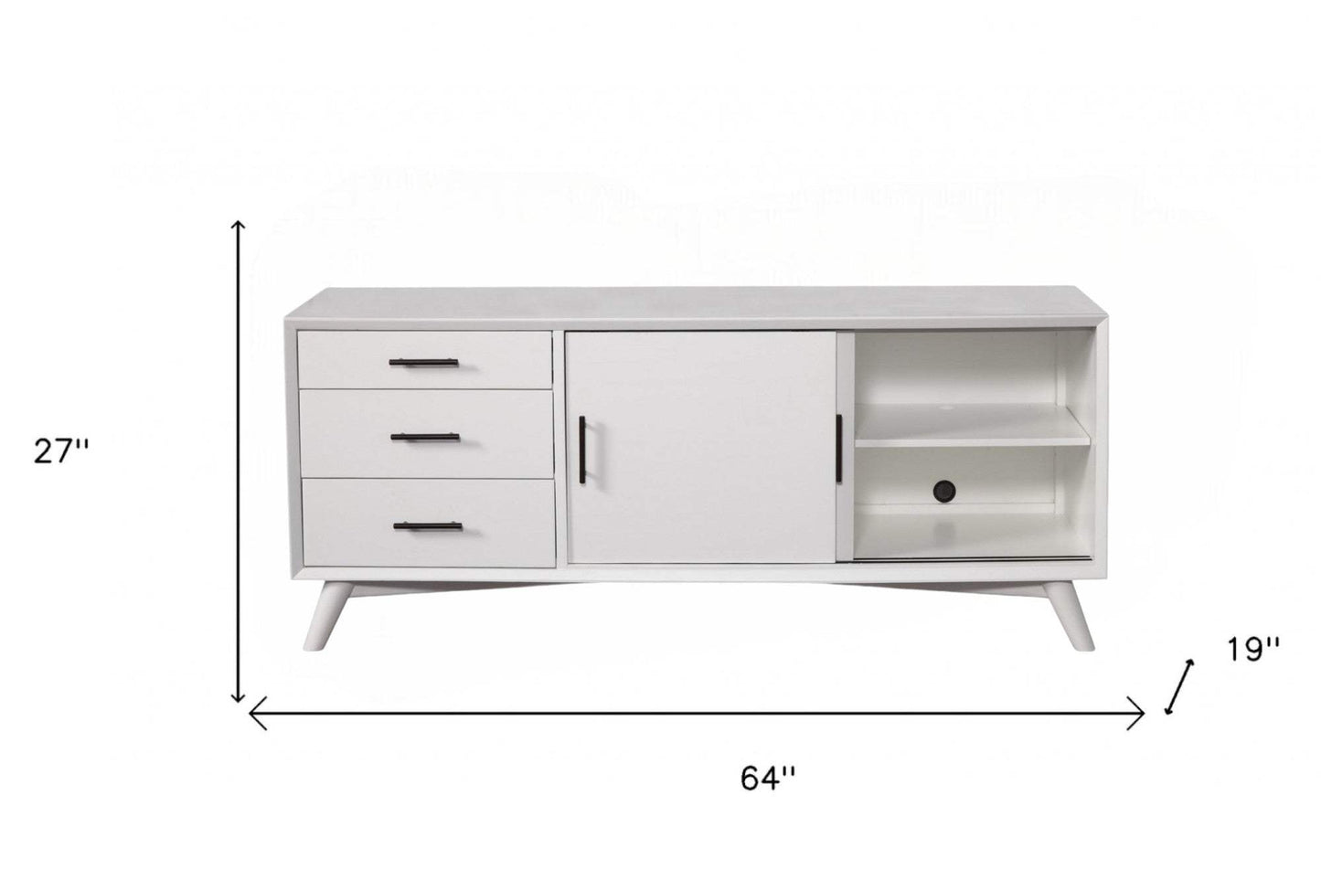 64" White Mahogany Solids Okoume And Veneer Open Shelving TV Stand - Homeroots - Flyclothing LLC