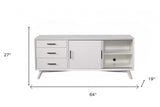 64" White Mahogany Solids Okoume And Veneer Open Shelving TV Stand - Homeroots - Flyclothing LLC