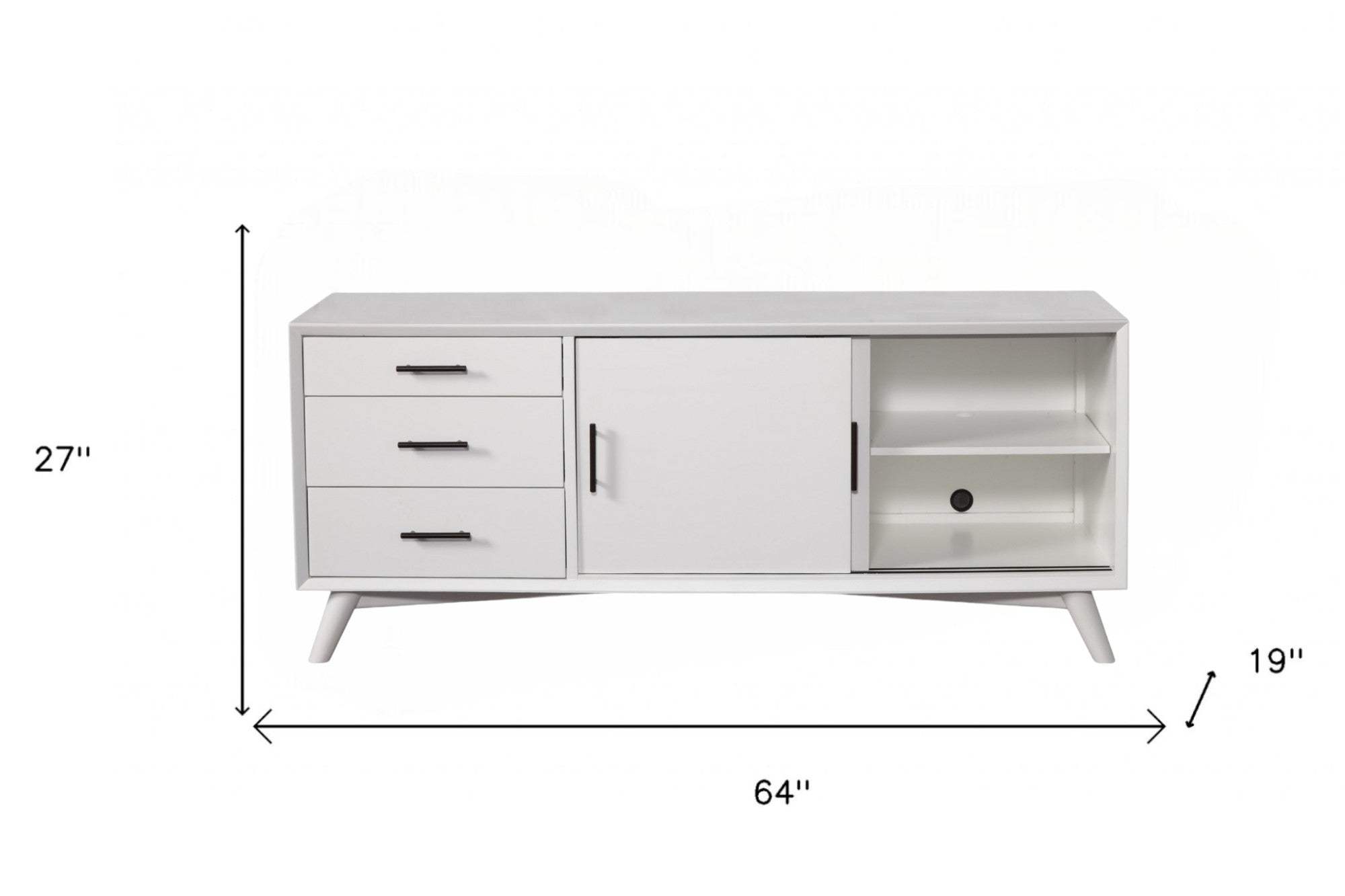 64" White Mahogany Solids Okoume And Veneer Open Shelving TV Stand - Homeroots - Flyclothing LLC