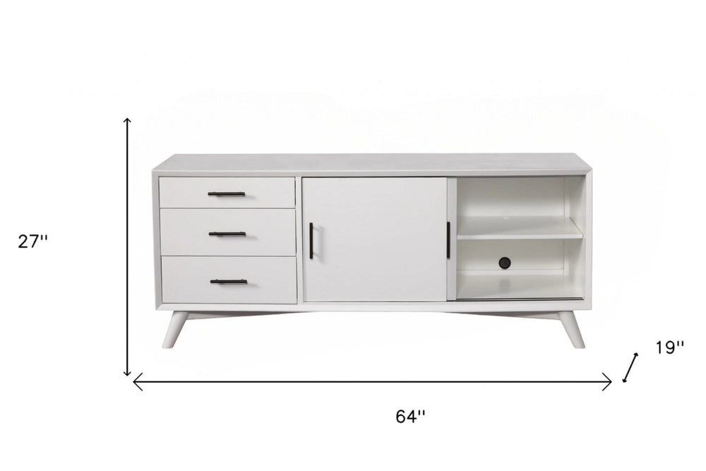 64" White Mahogany Solids Okoume And Veneer Open Shelving TV Stand - Homeroots