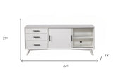64" White Mahogany Solids Okoume And Veneer Open Shelving TV Stand - Homeroots
