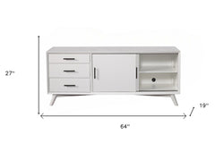 64" White Mahogany Solids Okoume And Veneer Open Shelving TV Stand - Homeroots