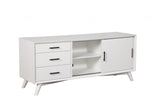 64" White Mahogany Solids Okoume And Veneer Open Shelving TV Stand - Homeroots - Flyclothing LLC