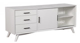 64" White Mahogany Solids Okoume And Veneer Open Shelving TV Stand - Homeroots - Flyclothing LLC