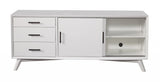 64" White Mahogany Solids Okoume And Veneer Open Shelving TV Stand - Homeroots - Flyclothing LLC