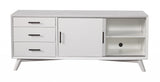 64" White Mahogany Solids Okoume And Veneer Open Shelving TV Stand - Homeroots