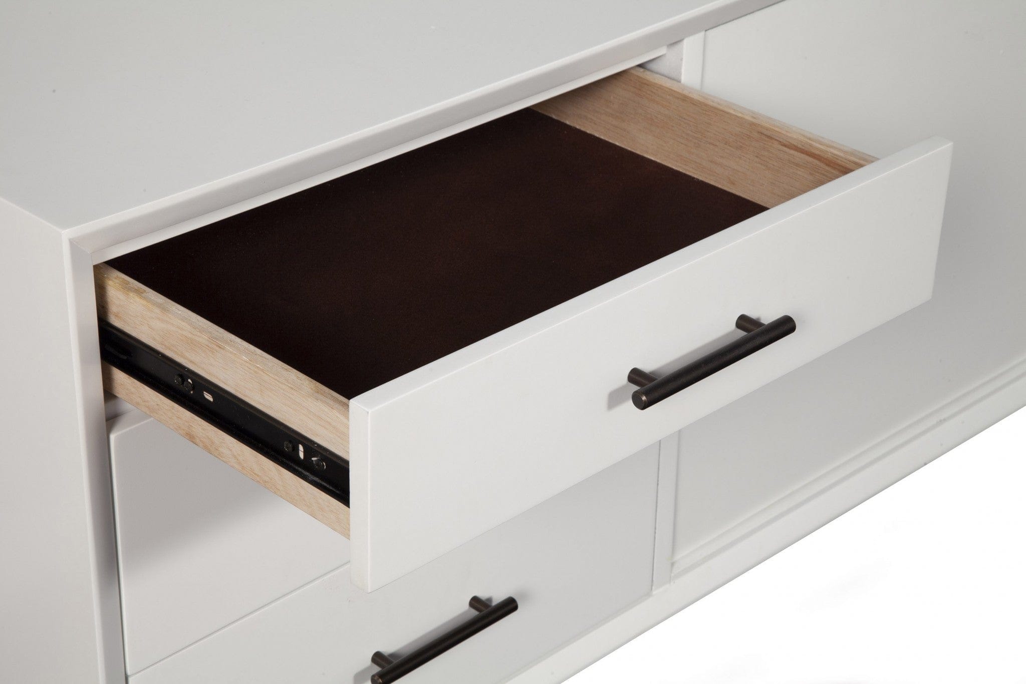 64" White Mahogany Solids Okoume And Veneer Open Shelving TV Stand - Homeroots - Flyclothing LLC
