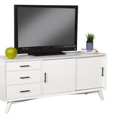 64" White Mahogany Solids Okoume And Veneer Open Shelving TV Stand - Homeroots - Flyclothing LLC