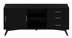 64" Black Mahogany Solids Okoume And Veneer Open Shelving TV Stand - Homeroots