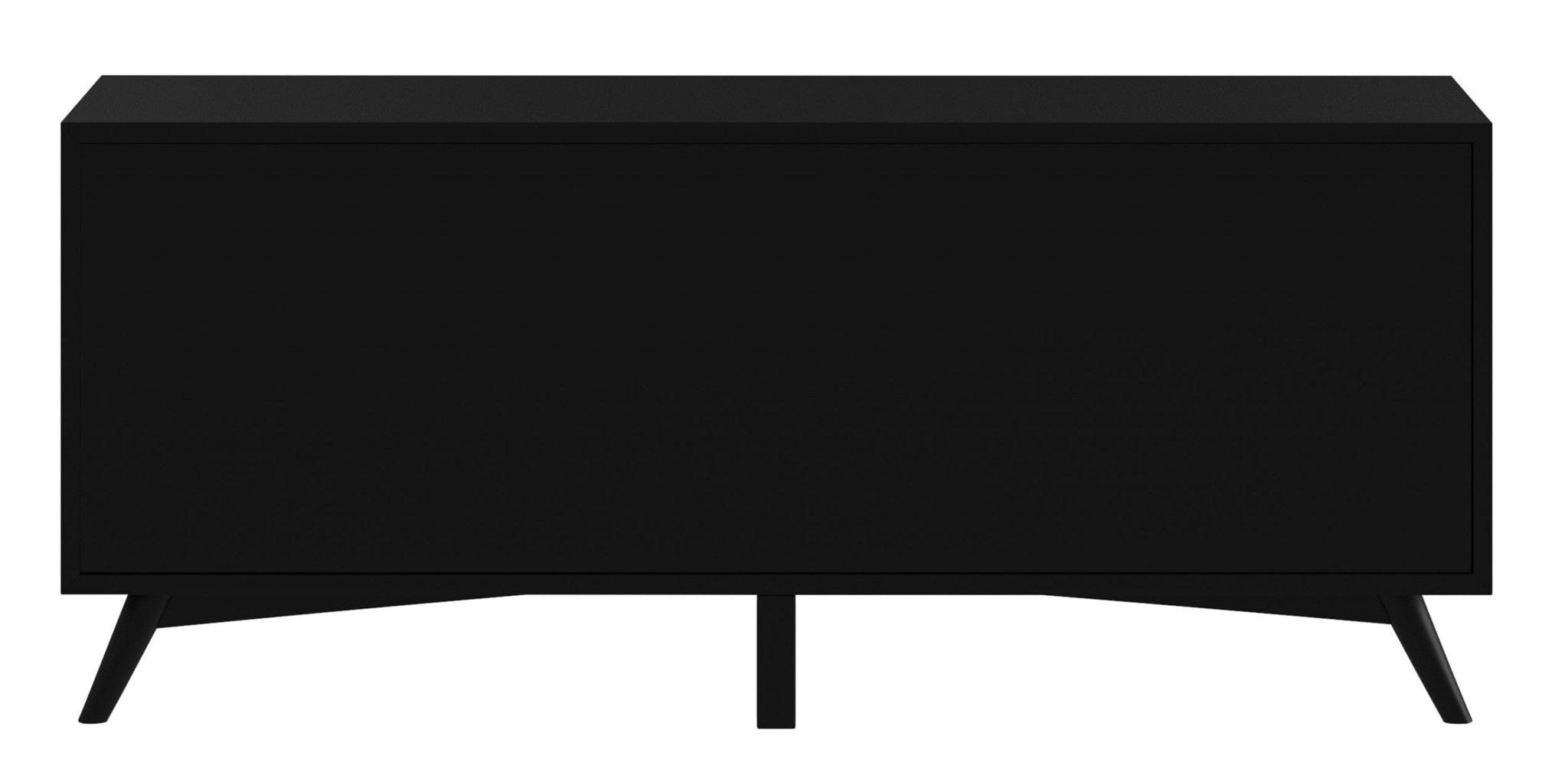 64" Black Mahogany Solids Okoume And Veneer Open Shelving TV Stand - Homeroots