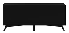 64" Black Mahogany Solids Okoume And Veneer Open Shelving TV Stand - Homeroots