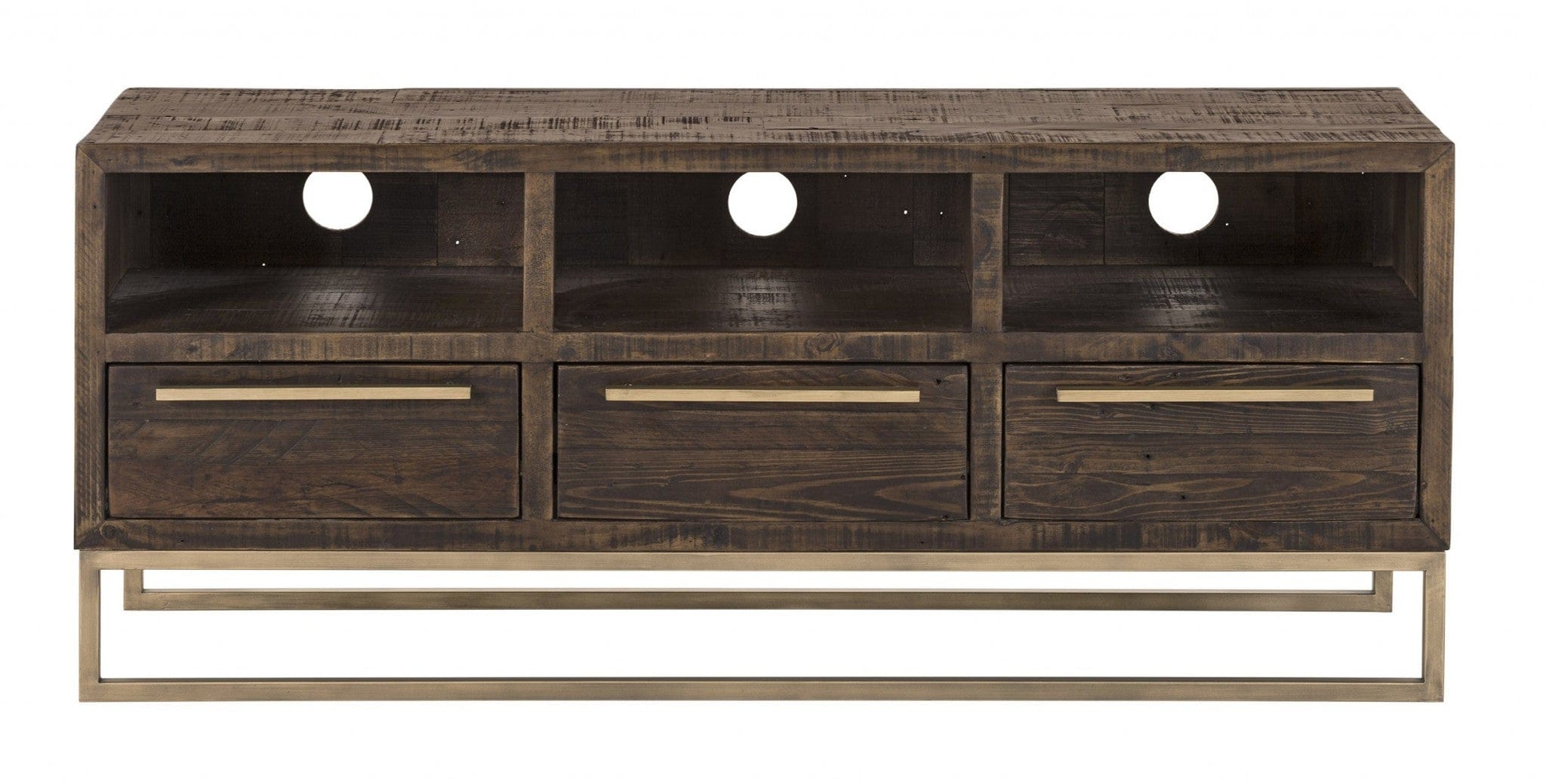 52" Deep Taupe Reclaimed Pine And Plywood Open Shelving TV Stand - Homeroots