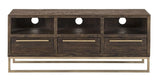 52" Deep Taupe Reclaimed Pine And Plywood Open Shelving TV Stand - Homeroots