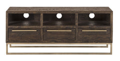 52" Deep Taupe Reclaimed Pine And Plywood Open Shelving TV Stand - Homeroots