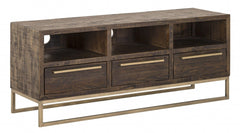 52" Deep Taupe Reclaimed Pine And Plywood Open Shelving TV Stand - Homeroots