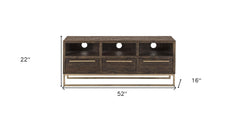 52" Deep Taupe Reclaimed Pine And Plywood Open Shelving TV Stand - Homeroots