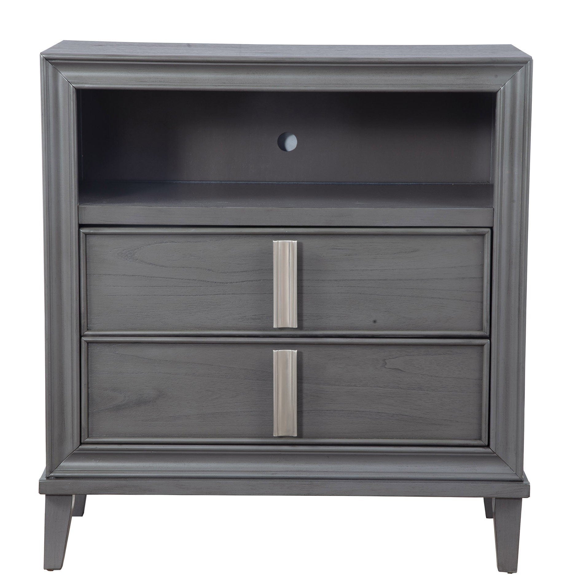 36" Gray Pine Poplar Solids With Mindy And Veneer Open Shelving TV Stand - Homeroots