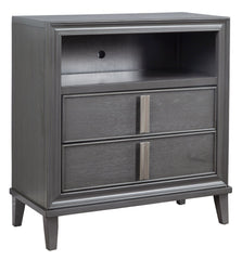 36" Gray Pine Poplar Solids With Mindy And Veneer Open Shelving TV Stand - Homeroots