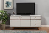 65" White Mahogany Solids And Veneer Cabinet Enclosed Storage TV Stand - Homeroots - Flyclothing LLC