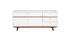 65" White Mahogany Solids And Veneer Cabinet Enclosed Storage TV Stand - Homeroots
