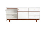 65" White Mahogany Solids And Veneer Cabinet Enclosed Storage TV Stand - Homeroots