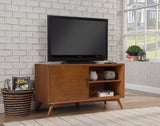 50" Wood Brown Mahogany Solids Okoume And Veneer Cabinet Enclosed Storage TV Stand - Homeroots