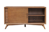 50" Wood Brown Mahogany Solids Okoume And Veneer Cabinet Enclosed Storage TV Stand - Homeroots - Flyclothing LLC