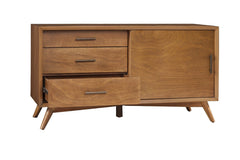 50" Wood Brown Mahogany Solids Okoume And Veneer Cabinet Enclosed Storage TV Stand - Homeroots