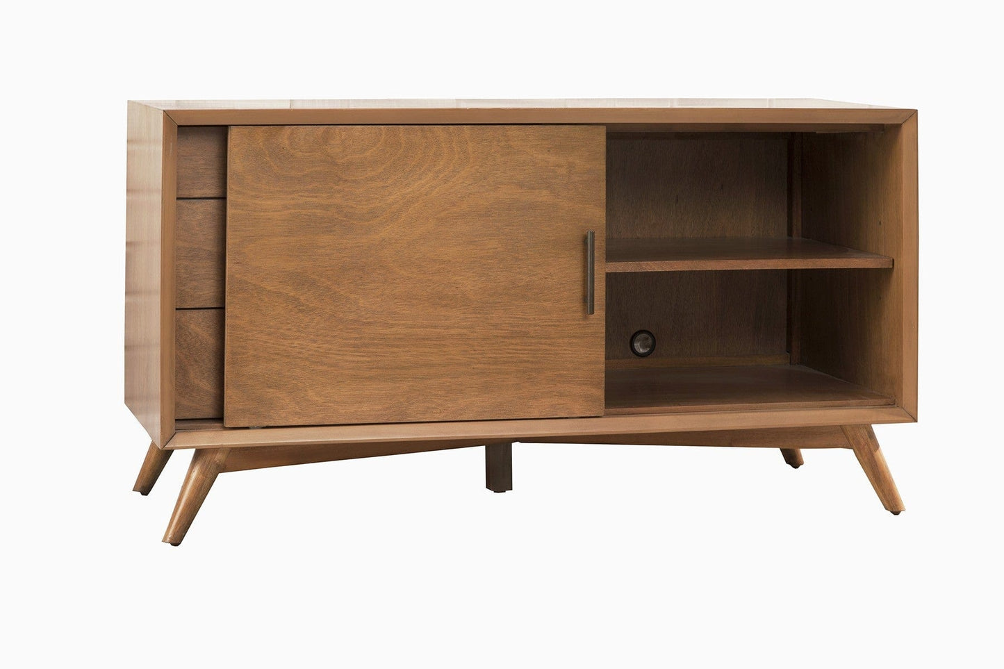 50" Wood Brown Mahogany Solids Okoume And Veneer Cabinet Enclosed Storage TV Stand - Homeroots - Flyclothing LLC
