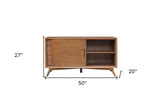 50" Wood Brown Mahogany Solids Okoume And Veneer Cabinet Enclosed Storage TV Stand - Homeroots - Flyclothing LLC