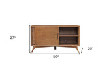50" Wood Brown Mahogany Solids Okoume And Veneer Cabinet Enclosed Storage TV Stand - Homeroots
