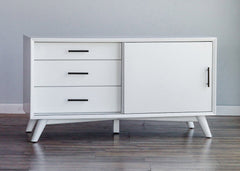 50" White Solid Wood Cabinet Enclosed Storage TV Stand - Homeroots