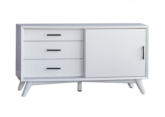 50" White Solid Wood Cabinet Enclosed Storage TV Stand - Homeroots
