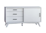 50" White Solid Wood Cabinet Enclosed Storage TV Stand - Homeroots